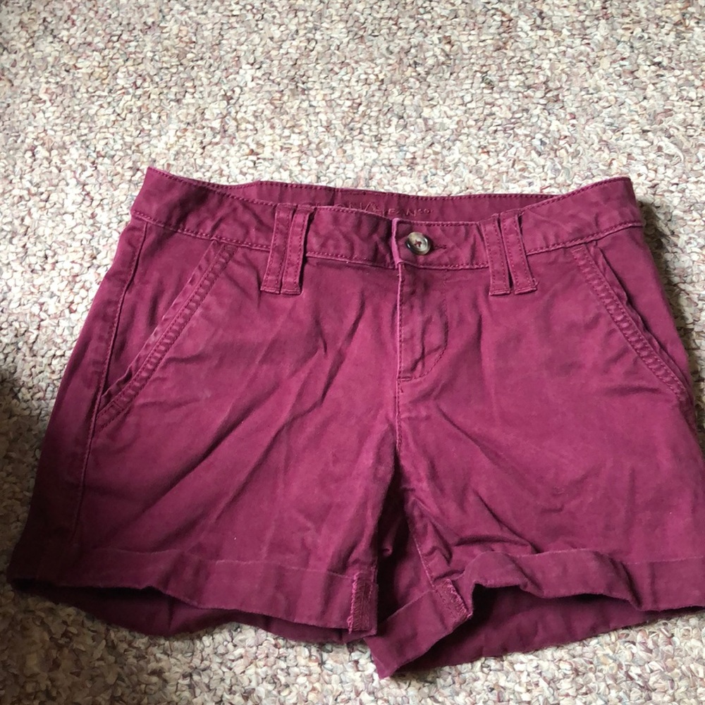 burgundy jeans shorts